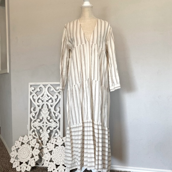 ZARA midi/maxi Lenin long sleeve dress with vneck brand new condition 55” long✨ - Picture 6 of 8